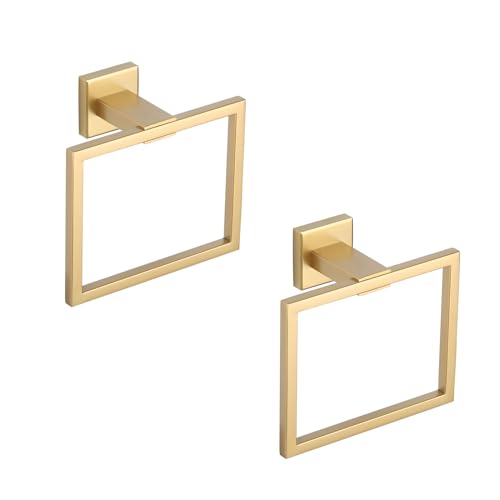 GERZWY Bathroom Hand Towel Holder Gold Stainless Steel Towel Ring for Bath Kitchen Garage Heavy Duty Wall Mounted JG1916-2BE - color: Gold