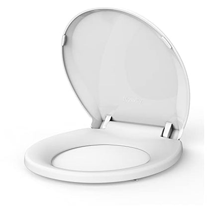 17 inch Round Toilet Seat Slow Close, White Color Polypropylene Toilet Seat Cover with Never Loosen Durable Lid, Quiet and Easy to Install & Clean - color: White, Standard, size: Round (17″)