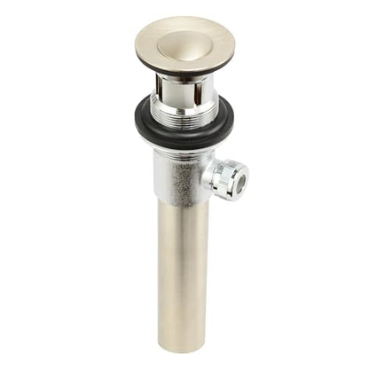 Purelux Bathroom Faucet Vanity Sink Metal Pop-Up Drain Stopper Assembly with Lift Rod and Overflow, Brushed Nickel Finish - color: Brushed Nickel