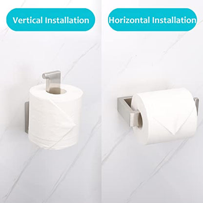 TocTen Toilet Paper Holder-Bathroom Tissue Holder Fit Big Roll Paper, Toilet Paper Roll Holder Wall Mounted Made of Thicken 304 Stainless Steel, Suitable for Bathroom, Kitchen, Office (5.9In, Brushed) - color: Brushed Nickel-square