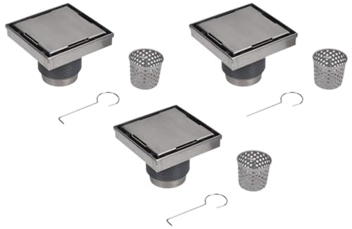 Designline 4 inch. x 4 inch. Square Drain Tile-in Grate | (Pack of 3) - size: 4" (Pack of 3), style: Tile-In