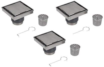 Designline 4 inch. x 4 inch. Square Drain Tile-in Grate | (Pack of 3) - size: 4" (Pack of 3), style: Tile-In