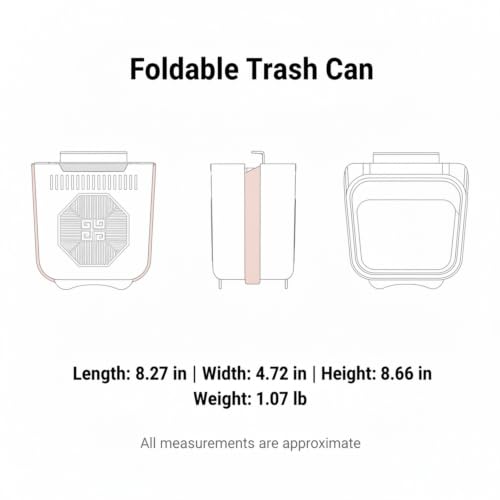 Foldable Trash Can, Wall Mounted Waste Bin for Kitchen Cabinet or Bathroom Vanity, Space Saving PP Plastic Garbage Bin with Lid (1 PC)