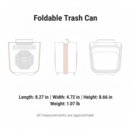 Foldable Trash Can, Wall Mounted Waste Bin for Kitchen Cabinet or Bathroom Vanity, Space Saving PP Plastic Garbage Bin with Lid (1 PC)