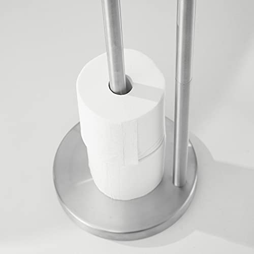 Toilet Paper Roll Holder Stand, NEWRAIN Bathroom Free Standing Toilet Tissue Paper Roll Holder Stand with Reserve Function,Brushed Nickel - color: Brushed Nickel
