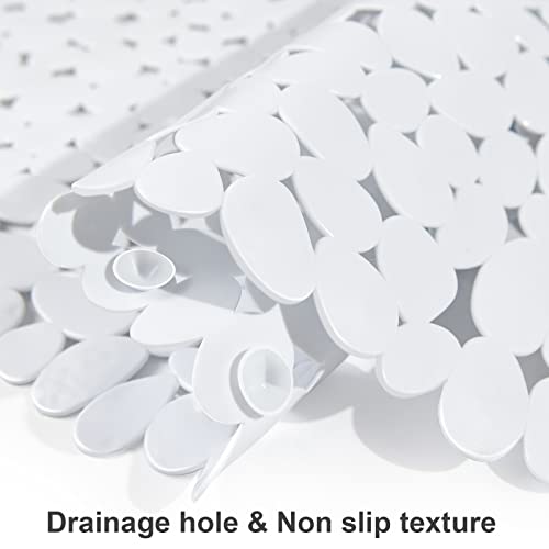 SONGZIMING Pebble Bath Mat for Bathtub to Anti Slip Bathtub Mat in Shower with 16 Inches by 35 Inches (White) - color: White