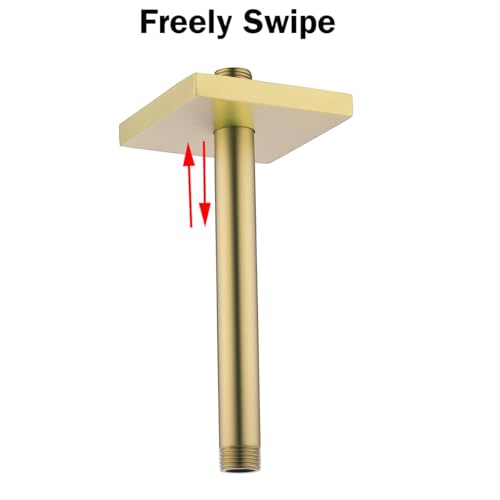 RANDOM Straight Shower Arm with Flange,Gold 8 Inches Ceiling Mount Shower Head Extension Arm,Brushed Gold.RD-91038-8BG-SQ - color: 8″ Brushed Gold(Square Flange)