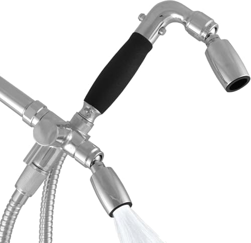 High Sierra® Lead-Free Metal 3-way Combination Shower Kit. Built in Diverter Valve Effortlessly Diverts Flow from the Fixed Shower Head to the Handheld and back - Low Flow 1.8 GPM - Chrome - color: Chrome, size: 1.8 GPM