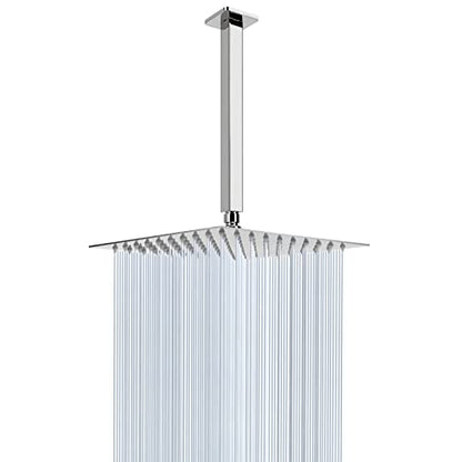 NearMoon Rain Shower Head With Shower Arm, Ceiling Mount Square Shower, Stainless Steel Ceiling Rainfall Showerhead- Waterfall Full Body Coverage (8 Inch, Chrome Finish) - color: Chrome Finish, size: 8 Inch