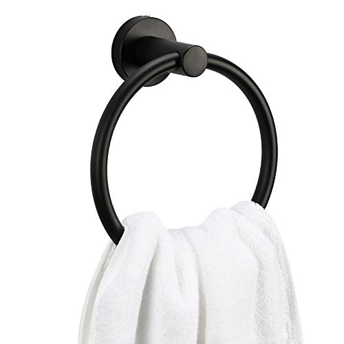 Bahroom Towel Ring,Matte Circle Hand Towel Holder,Heavy Duty Round Towel Holder Wall Mount Towel Rack Black - color: Towel Ring