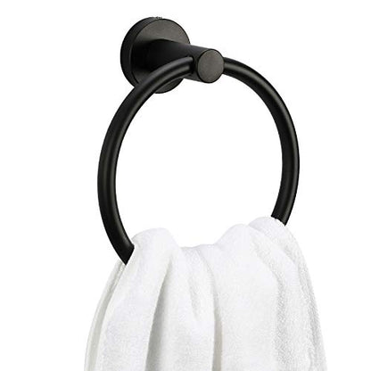 Bahroom Towel Ring,Matte Circle Hand Towel Holder,Heavy Duty Round Towel Holder Wall Mount Towel Rack Black - color: Towel Ring