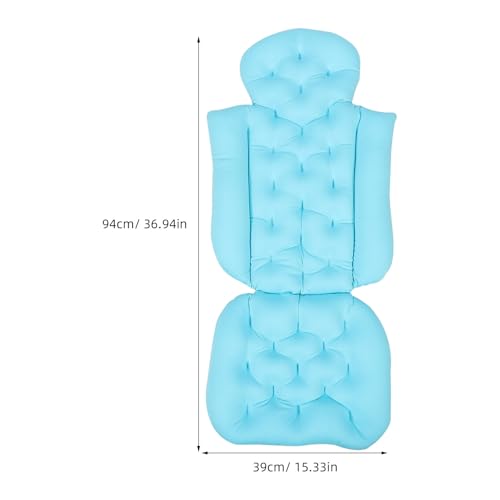 Ciieeo Adult Bathtub Cushion and Non-Slip Bath Mat with Suction Cups, Small Size Blue Full Body Bath Pillow for Adults, Anti-Slip Bathtub Support Cushion for Relaxing Bathing Experience