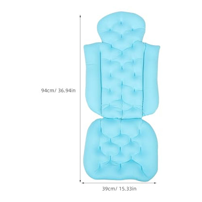 Ciieeo Adult Bath Cushion and Non-Slip Bathtub Mat with Suction Cups, Full Body Bath Pillow Headrest for Neck and Back Support, Blue for Relaxing Bathtub Use
