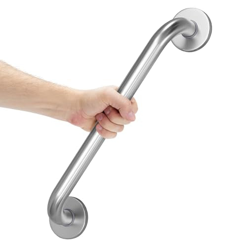 AmazerBath Shower Grab Bars for Seniors Anti Slip, Bath Safety Grab Bar for Needy, Stainless Steel Bathroom Safety Grab Bars, Thickened Bar Bigger Base Holds 500LBS, 16" L x 1" D, Brushed Nickel - color: Brushed Nickel, size: 16"L x 1"D