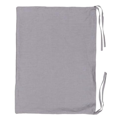 Hanging Linen Laundry Bag, 100% Pure Flax Linen Over The Door Hamper with Bottom Zipper for Laundry Room, Household Dirty Cloth Storage Organizer Bag, Gray