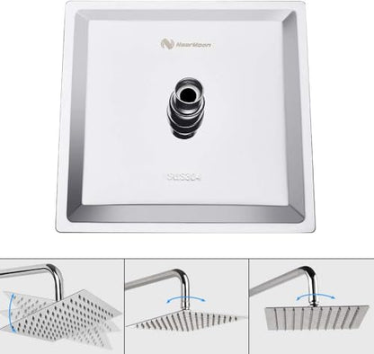 NearMoon Rain Shower Head, High Flow Stainless Steel Square Rainfall Shower, High Pressure Design, Awesome Shower Experience Even At Low Water Flow (8 Inch, Chrome Finish) - color: Chrome Finish, size: 8 Inch Square