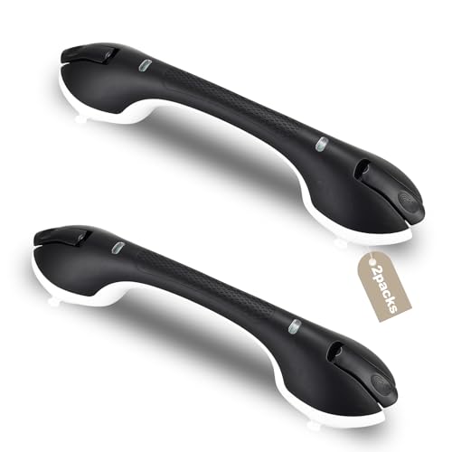 Shower Grab Bar 2 PCS Suction Grab Bars for Bathtubs and Showers, Shower Handle Removable Shower Handrails for Kids, Bathroom Safety Grip Waterproof(Black) - color: Black-