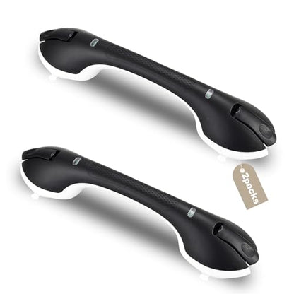 Shower Grab Bar 2 PCS Suction Grab Bars for Bathtubs and Showers, Shower Handle Removable Shower Handrails for Kids, Bathroom Safety Grip Waterproof(Black) - color: Black-