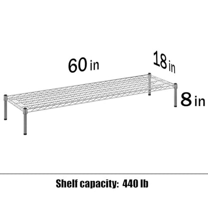 18" Deep x 60" Wide x 8" Height Wire Shelving Kit | 1-Tier | NSF Commercial Storage Rack Unit - size: 18" Deep x 60" Wide