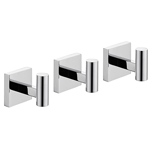 KOKOSIRI Robe Hook Bathroom Towel Coat Hooks for Bath Kitchen Wall 3 Pack Chrome Stainless Steel B1013CH-P3 - color: Polished Chrome, size: 3 Pack