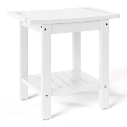 Sage HDPE Poly Plastic Waterproof Bathroom Shower Bench, White - color: White