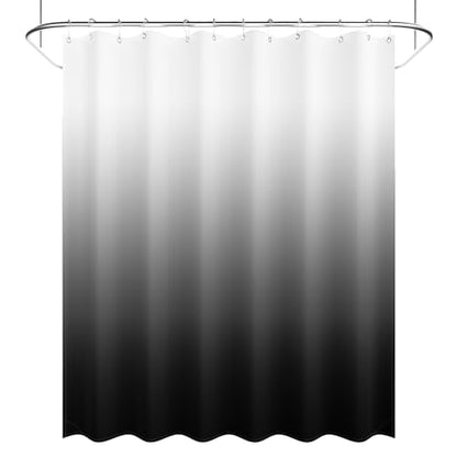 AmazerBath Long Shower Curtain, 72x78 Ombre Black Fabric Shower Curtain Set with 12 Shower Curtain Hooks, Farmhouse Cloth Black and White Shower Curtain, Washable Bathroom Shower Curtain Sets - color: A- Black Ombre +12 Metal Hooks, size: 72"W x 78"L (Pac
