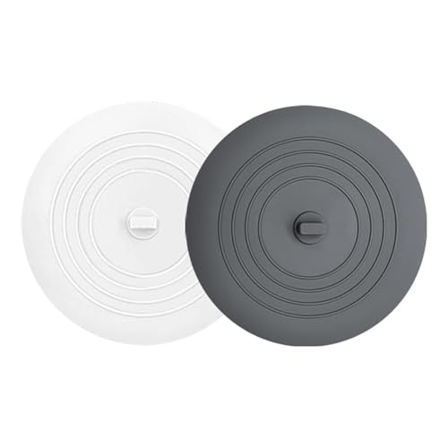 Tub Stopper 2PCS,Bathtub Drain Stopper,6 inches Bathtub Tub Drain Cover Stopper,Silicone Drain Plug,Kitchen Bathroom Hair Water Shower Stopper,Large Bathroom Laundry Accessories (Grey/White) - color: Grey/White