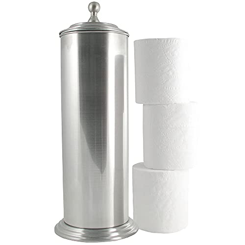 LDR Ashton Freestanding Toilet Paper Holder Canister, Brushed Nickel | Toilet Paper Holder Stand, Brushed Nickel Finish, Regular Roll Canister, Bathroom Toilet Paper Holder, Toilet Paper Storage - color: Brushed Nickel