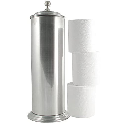 LDR Ashton Freestanding Toilet Paper Holder Canister, Brushed Nickel | Toilet Paper Holder Stand, Brushed Nickel Finish, Regular Roll Canister, Bathroom Toilet Paper Holder, Toilet Paper Storage - color: Brushed Nickel