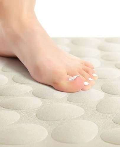 Bligli Bathtub Mat Non Slip, 16x40 inch Extra Long Bath Tub Mat with Strong Suction Cups, Soft Rubber Bathroom Floor Mat, Machine Washable, 100% BPA Free (Beige) - color: Beige, size: 40" x 16" (Rectangular)