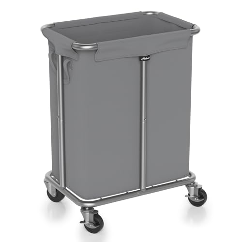 Hodonas Laundry Basket with Wheels, Rolling Laundry Hamper, 46 Gallons (170L), Removable and Machine Washable Liner, Steel Frame, Large Laundry Cart for Laundry Room, Bedroom, Bathroom, Dorm - Grey - color: Gray