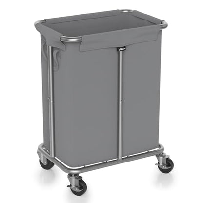 Hodonas Laundry Basket with Wheels, Rolling Laundry Hamper, 46 Gallons (170L), Removable and Machine Washable Liner, Steel Frame, Large Laundry Cart for Laundry Room, Bedroom, Bathroom, Dorm - Grey - color: Gray