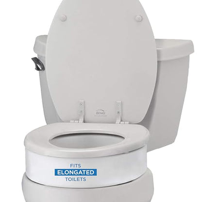 NOVA Raised Toilet Seat for Seniors & Post-Surgery Recovery – Elongated Bolt-On Under-Seat Design Uses Existing Toilet Seat & Lid, 3.5” Elevation, 300 lb Capacity, Durable Plastic, Easy Install - style: Elongated No Hinges