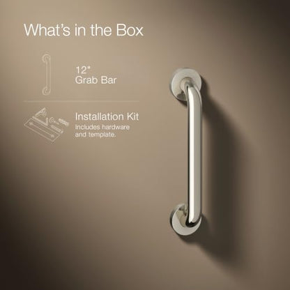 Kohler K-14560-BS Contemporary 12 Inch Bathroom Grab Bar Brushed Stainless Steel - color: Brushed Stainless, size: 12 Inch