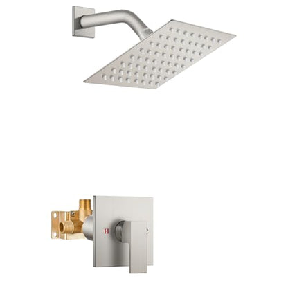 Airuida Shower Faucet Set,4 Inch Shower Valve Kit,Brushed Nickel | Male Threads,Rough-in Valve Shower Trim Kit,Single Handle Control Shower Set - color: Brushed Nickel, size: 4 Inch