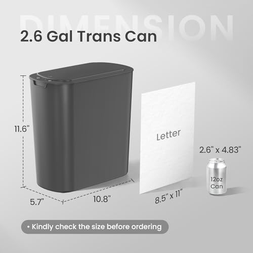 Cesun Automatic Small Bathroom Trash Can with Lid, 2.6 Gallon, Grey | Motion Sensor, Plastic, Touchless, Odor Control, Smart Garbage Can, Battery Operated, Manual Button, for Office/RV/Bedroom - color: Gray