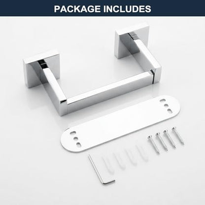 Toilet Paper Holder Wall Mount Polished Chrome Stainless Steel | Toilet Tissue Roll Holder Bathroom Square Toilet Paper Towel Roll Holder Double Post Pivoting Tissue Handle - color: Polished Chrome