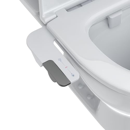 Ultra Slim Bidet Attachment for Toilet Seat, Dual Nozzle Rear and Feminine Wash, Self Cleaning Sprayer, Non Electric Bidet with Adjustable Water Pressure, Brass Inlet, Easy Installation - color: Apple Gray-11