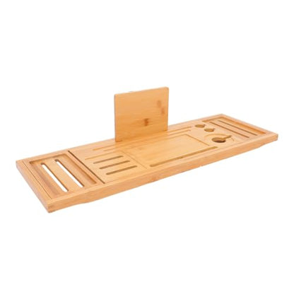 Teak Bathtub Expandable Bath Tray Table Nonslip Tub Tray Bamboo Bath Organizer Storage Rack