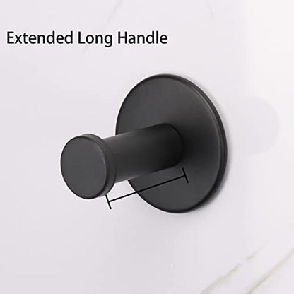 Bath Towel Hooks, 6 Pack Self Adhesive Coat Hooks, Sturdy No Drilling Robe Hook, SUS 304 Stainless Steel Heavy Duty Clothes Hanger, Wall Hooks for Bathroom Bedroom Kitchen (2 in, Black) - color: Black-6