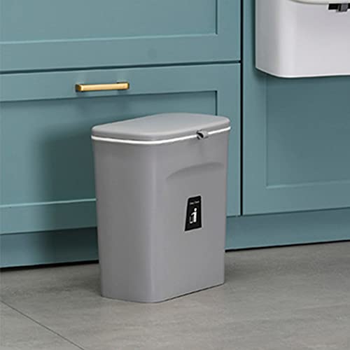 Hanging Trash Bin Wall Mounted Waste Bin Gargabe Waste Can for Bathroom Kitchen (Grey) - color: Grey