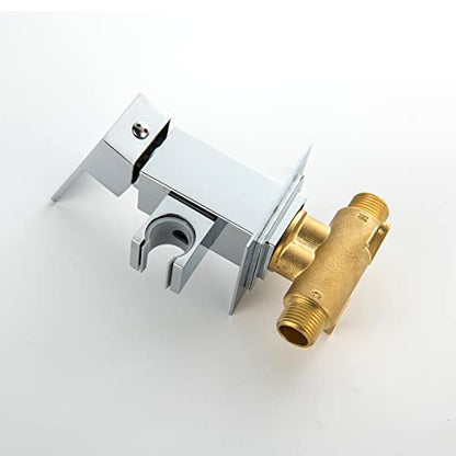 Handheld Bidet Sprayer Head Hot and Cold Mixing Kit Set Chrome Brass | Warm Water Value Mixer, Modern Square Design, Concealed Bidet Hand Held Sprayer Shattaf Bathroom Attachment For Toilet - color: Chrome