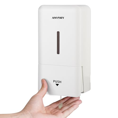 anydry Liquid Hand Soap Dispenser Wall Mounted 27oz Large Capacity White | Durable ABS Material, Flexible Installation, Ideal for Commercial Bathroom, Easy Refill Wide Opening - color: Warm White