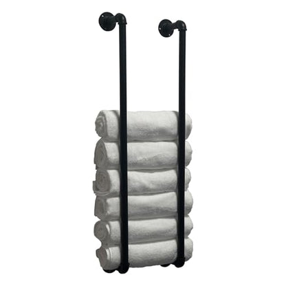 Industrial Pipe Towel Rack for Bathroom Wall Mounted,Towel Holder Black | 36 Inch,Made of Galvanized Steel,Easy To Install,Hold Up To 9 Regular Size Bath Towels,For Farmhouse Bathrooms Laundry Rooms - size: 36 Inch