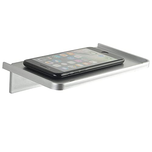 JDYOOMI Acrylic Floating Wall Shelves - Small Stick-on Wall Mounted Phone Shelf Holder Wipes Rack Smart Speaker Shelf for Bathroom,Kitchen,Toilet,Bedroom,Office - Sliver - color: Silver