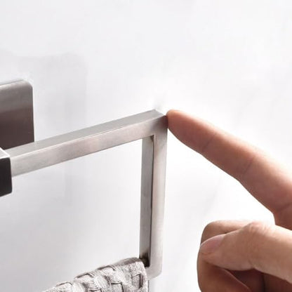 Stainless Steel Towel Ring Nordic Square Towel Holder for Bathroom Wall Mounted(Black) - color: Black