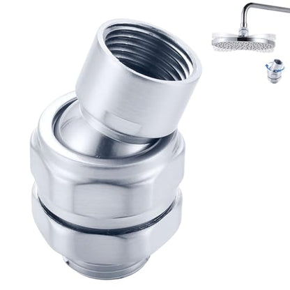 Shower Head Swivel Ball Adapter, Solid Brass Adjustable Shower Arm Connector, Polished Chrome Finish (Silver) - color: Silver