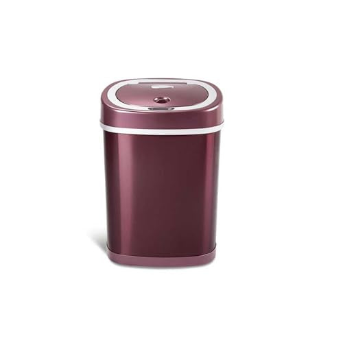 Smart Trash Can, Motion Sensor Trash Can with Lid, 15L Touchless Automatic Garbage Can for Bathroom, Bedroom & Office, Stainless Steel, Quiet Soft-Close, Long Battery Life, Wine - color: Wine