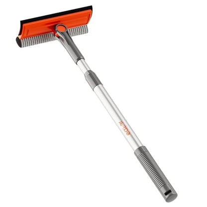 eazer Professional Window Squeegee, 2-in-1 Rotatable Squeegee for Window Cleaning Kit, Window Cleaner Tool, Window Washing Equipment Kit with Extension Pole (20''-30'') for Shower/Windshield - size: 30inch