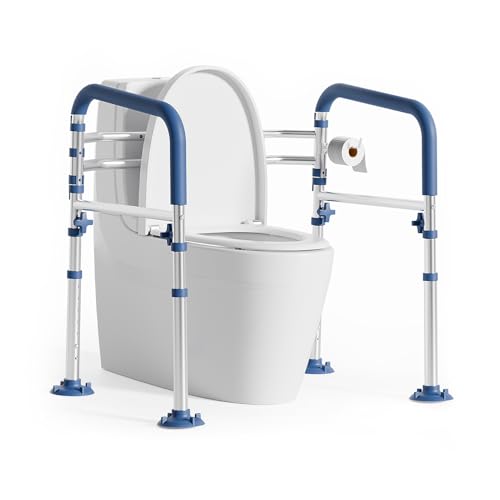 Toilet Safety Rails, Adjustable Bathroom Toilet Frame for Elderly and Handicap, Supports up to 350Lb